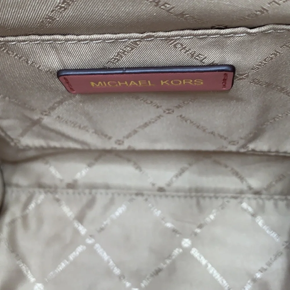 MICHAEL KORS AVRIL SMALL LEATHER TOP ZIP SATCHEL ROSE COLOR - Picture 12 of 16